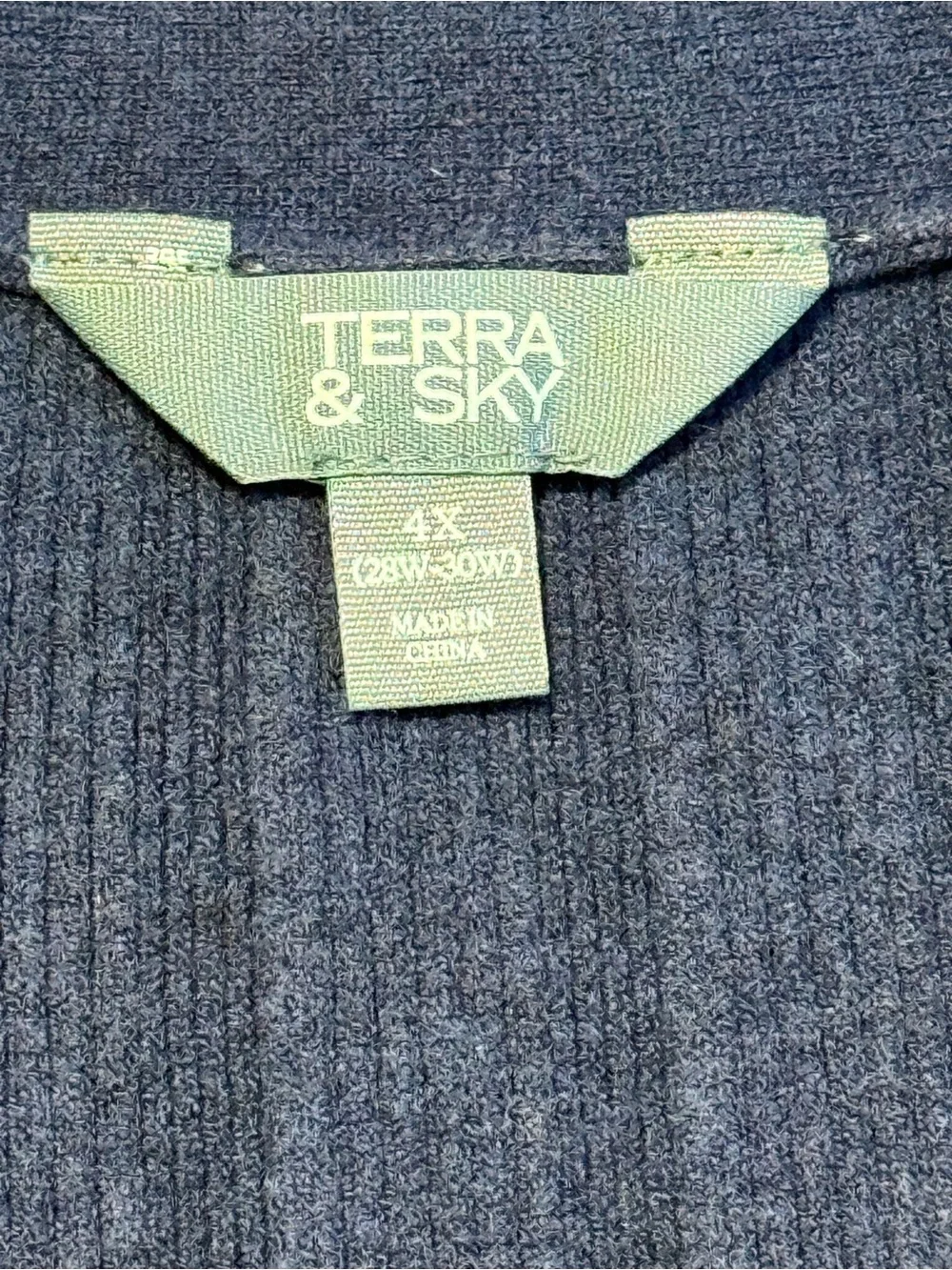 NWT Terra & Sky Plus Size 4X Ribbed Cardigan & Tank Twin Sweater Set Navy Blue